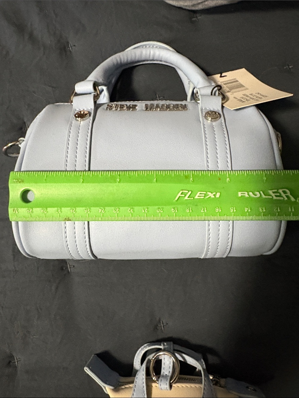 Steve Madden Pale Blue Mini Satchel with Cream Charm Pouch - Picture 5 of 6